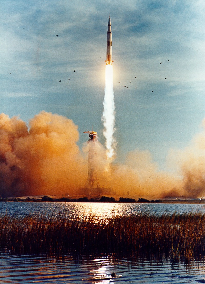 a8lo Apollo 8 launches from Pad 39-A on 21 December 1968.