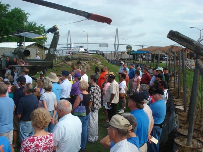 Crowd assembles in the Vietnam support base at Patriots Point.