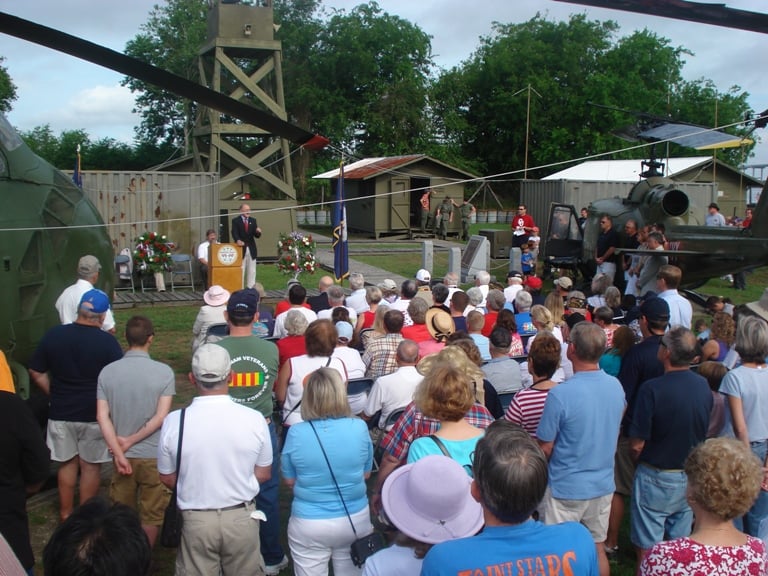 Colonel "Mac" Radcliffe, USMC (Ret.), addresses those attending the Memorial Day ceremony.