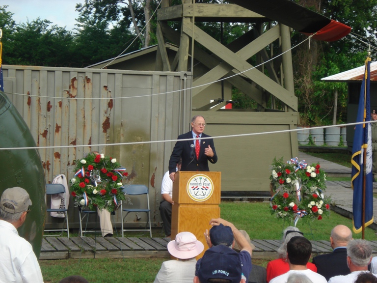 Colonel Radcliffe speaks during the program.