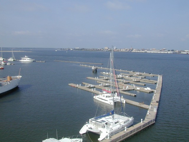 Lpreps1 Charleston Harbor marina has been moving sections of its dock to make room for movement of Laffey and Ingham in August.