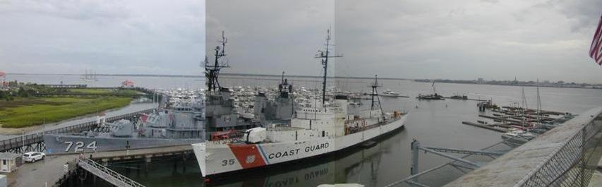 LI Notice the gap now located in the marina breakwater to the right, Laffey will be pulled out at high tide next Wednesday with Ingham following on Thursday.