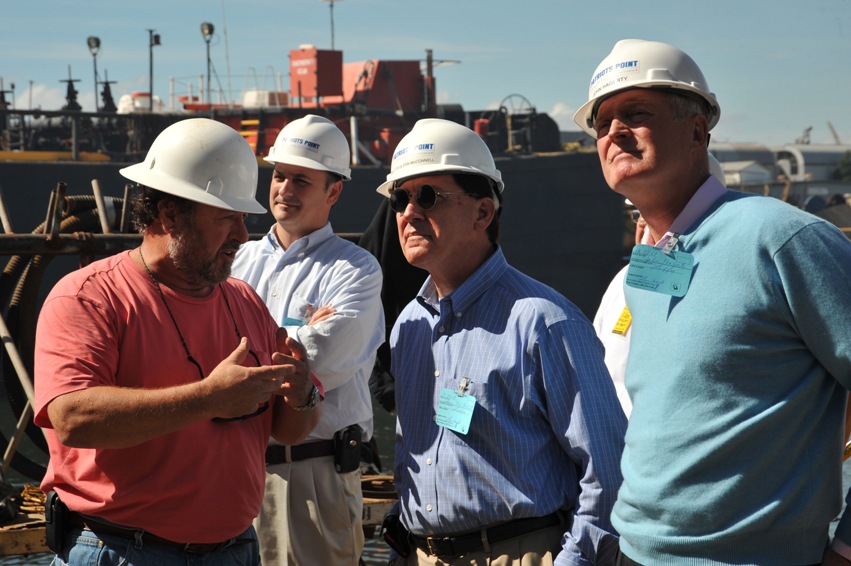 091022_SenMc-Laffey-005 Senator McConnell and PPDA Chairman Hagerty listen to Detyen's shipyard workers explain their work.