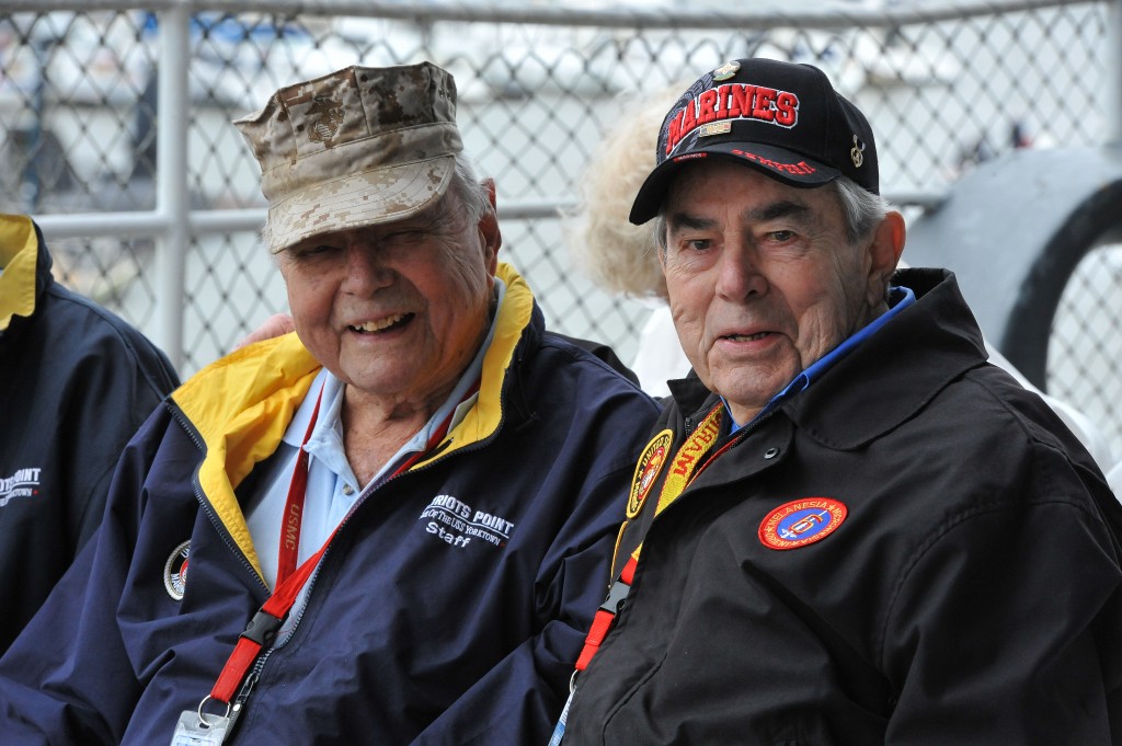 Patriots Point volunteers and WWII veterans Bill Cart (left) and Dick Whitaker
