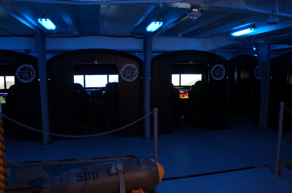 There are five two-seat simulators in the Flight Academy at Patriots Point.