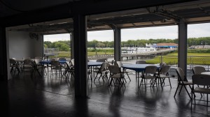 The new indoor/outdoor dining area is located in Hangar Bay III on the USS Yorktown.