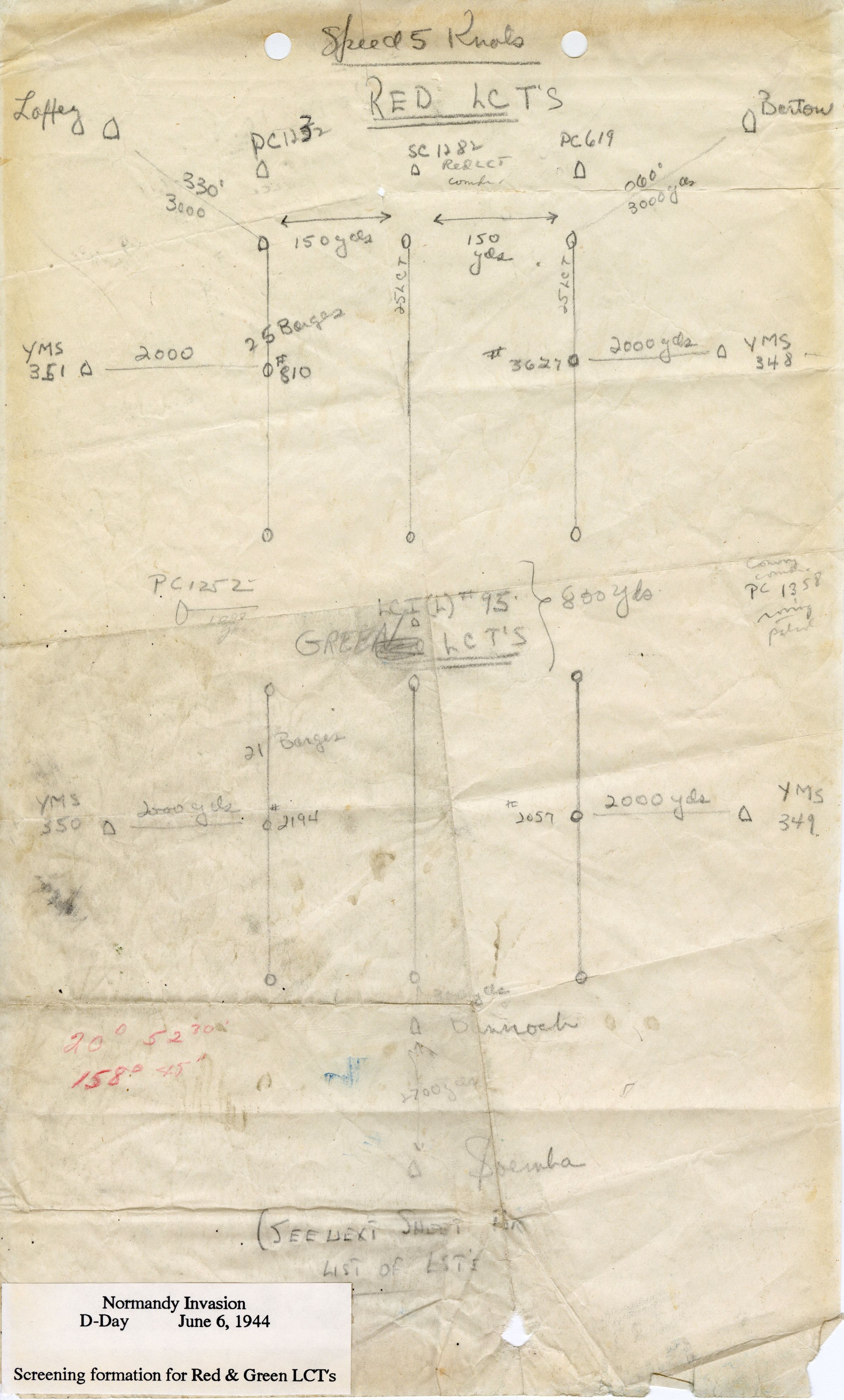 Primary Image of A Hand-Drawn Sketch of the USS Laffey (DD-724)'s Plans for D-Day