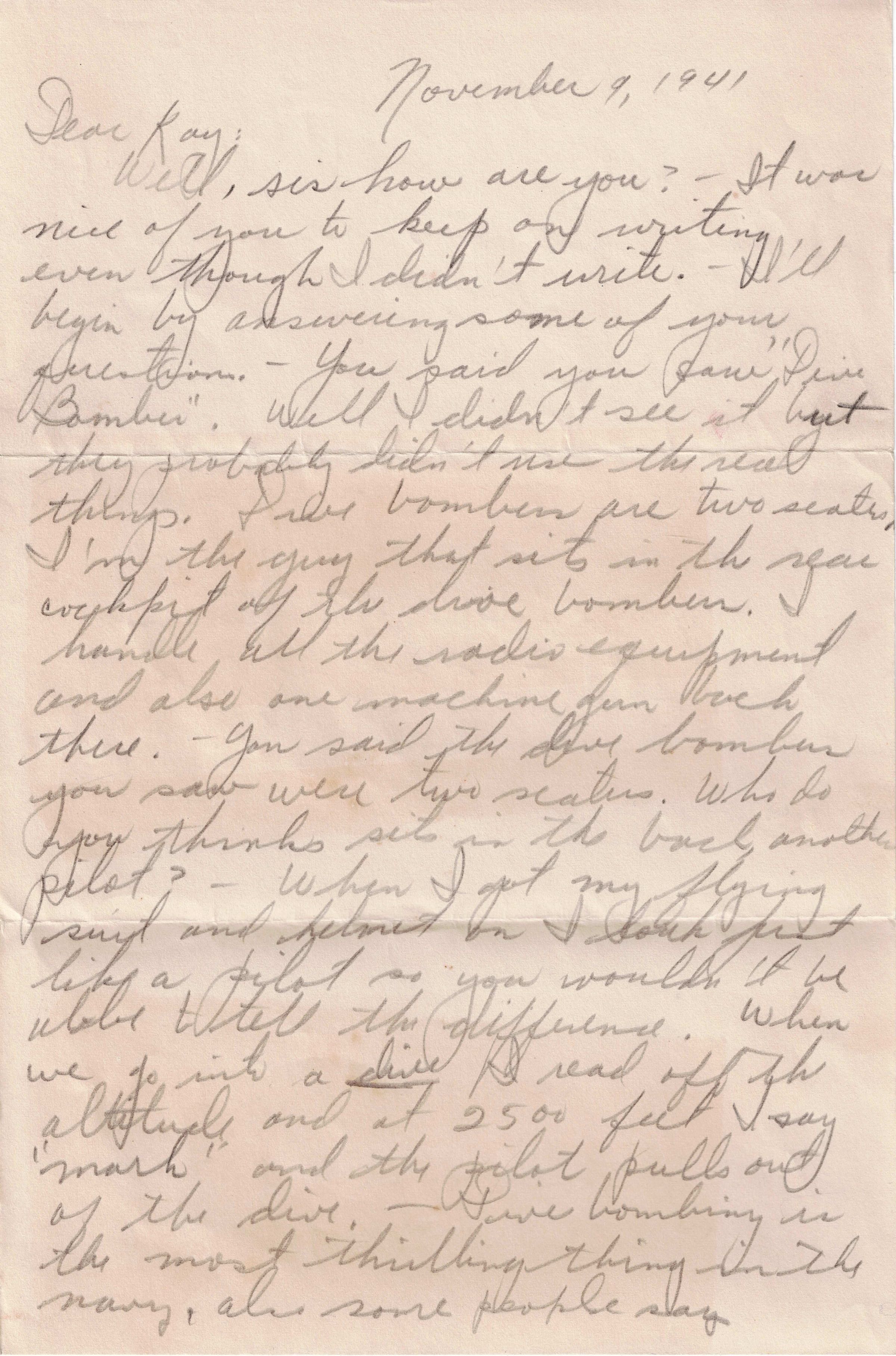 Primary Image of Letter from Charles Bonness to His Sister, November 9, 1941