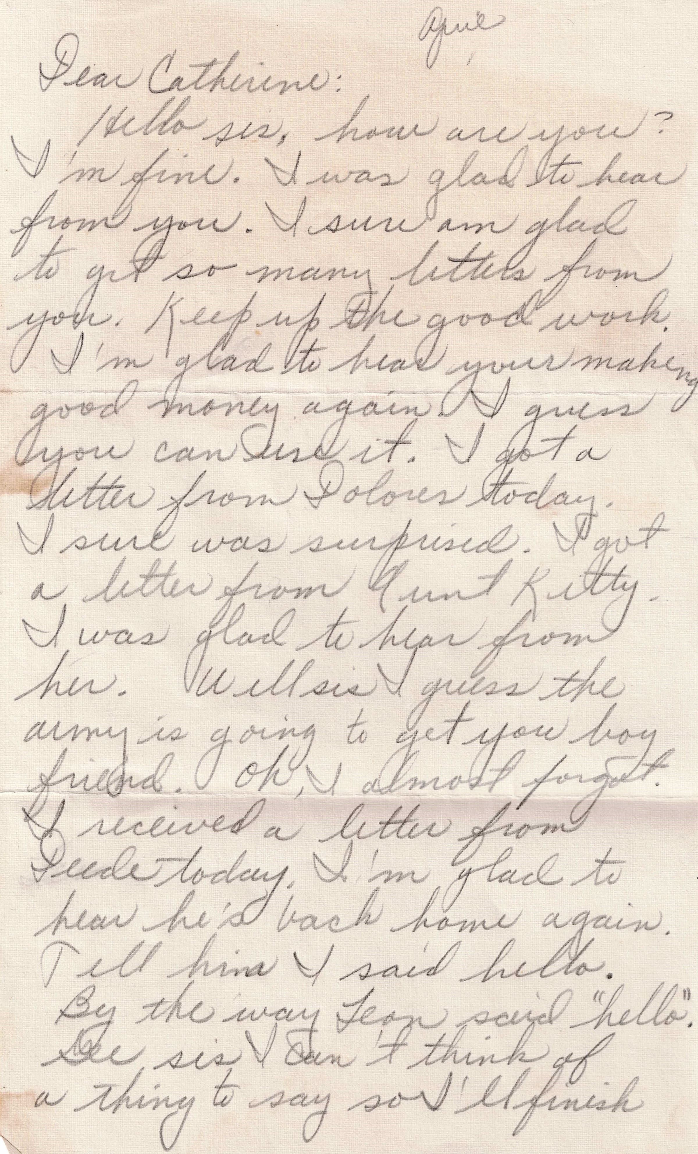 Primary Image of Letter from Charles Bonness to His Sister, April, 1942