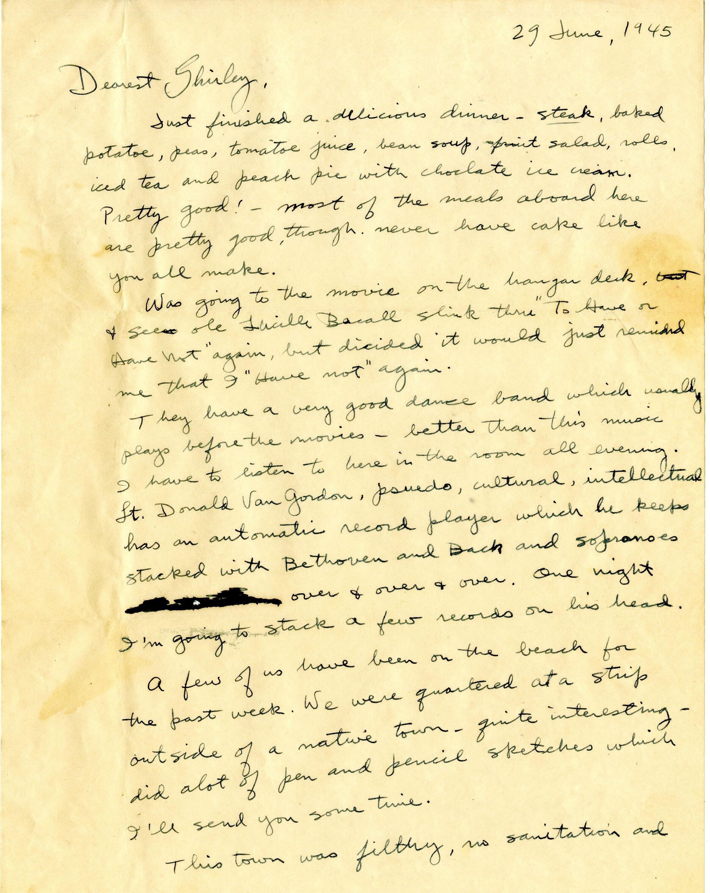 Primary Image of Letter from Lt. Gerald Hennesy to His Sister Dated June 29, 1945