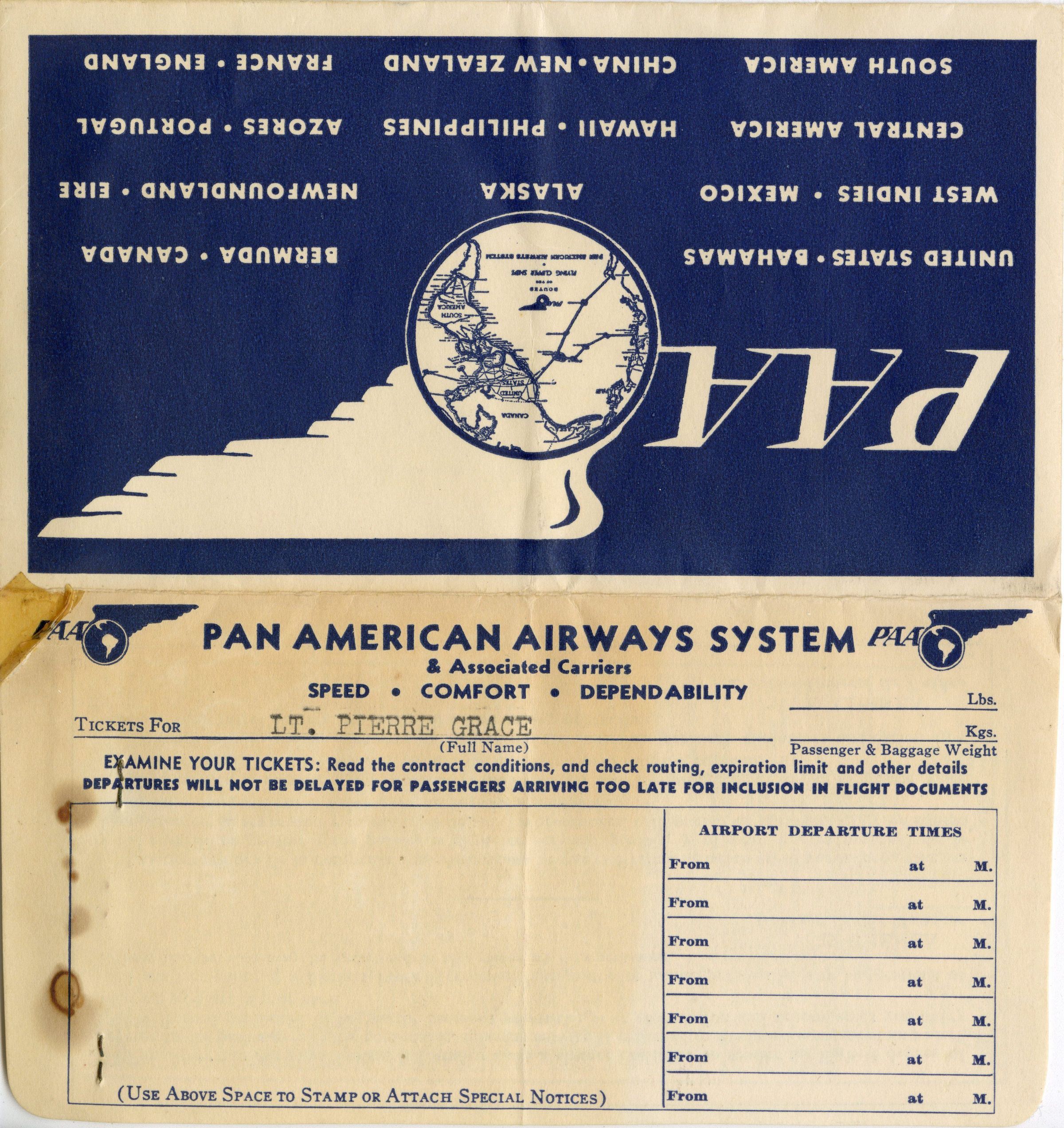 The Pan American Airways Tickets and Luggage Tags of Pierre Grace