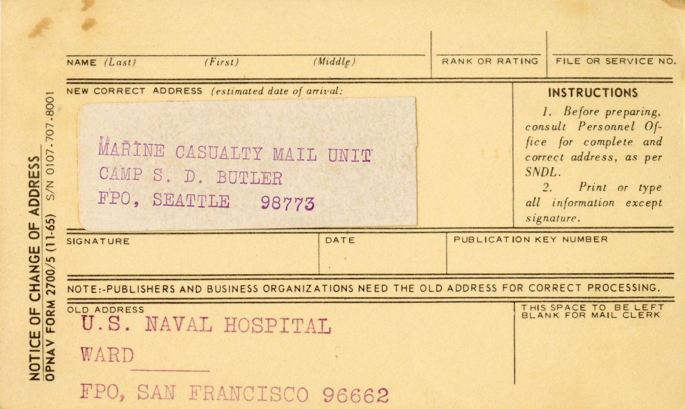 Primary Image of Notice of Change of Address for James Pueschel