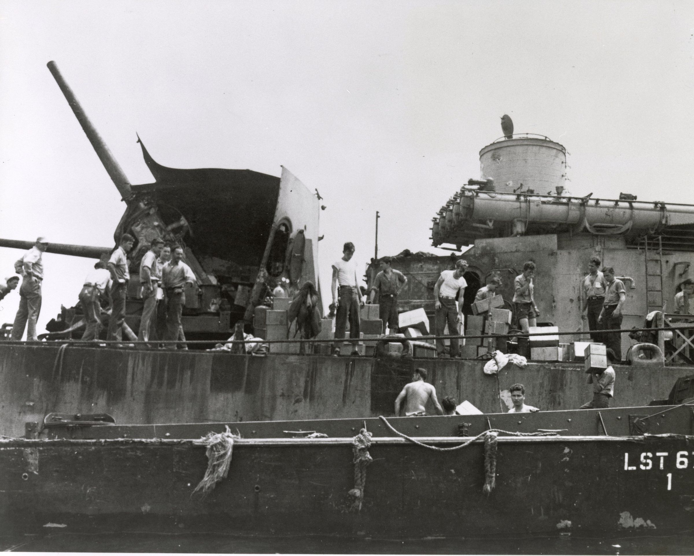 Primary Image of View of the Port Side of the USS Laffey (DD-724) Following the Kamikaze Attacks