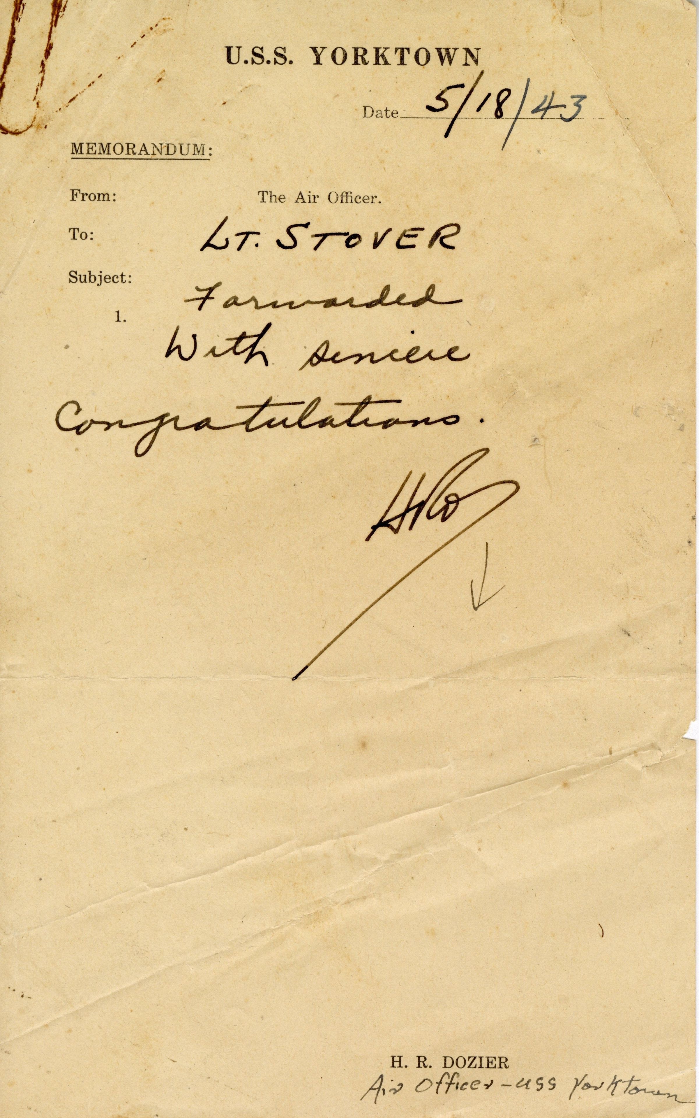 Primary Image of Congratulatory Memorandum For DFC