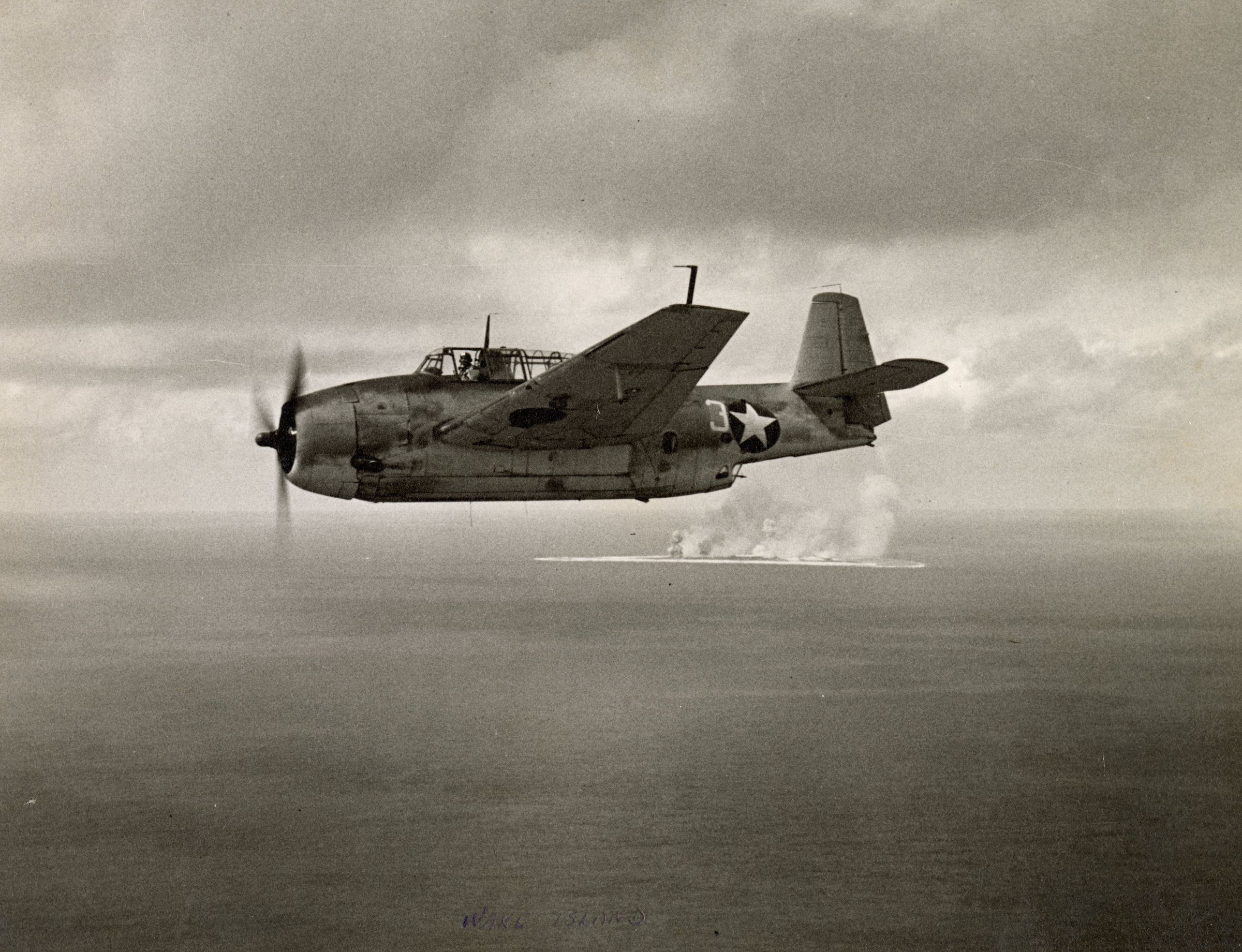 Joseph Kristufek Flying His Avenger Torpedo Plane Past Wake Island