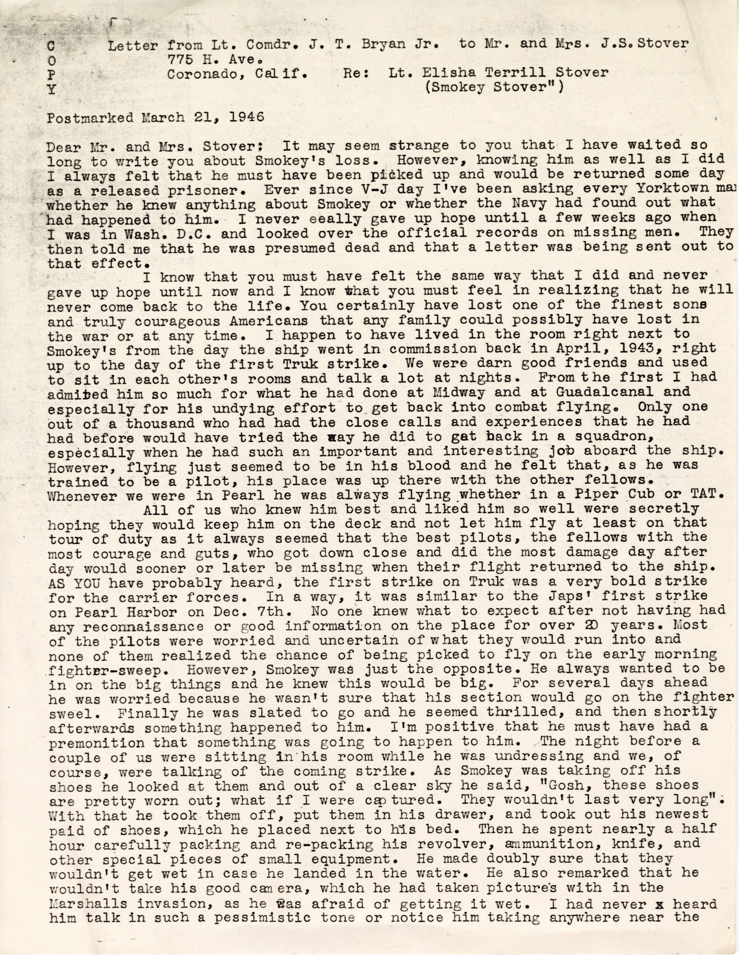 Primary Image of Letter From Jim Bryan Jr. to the Parents of Elisha