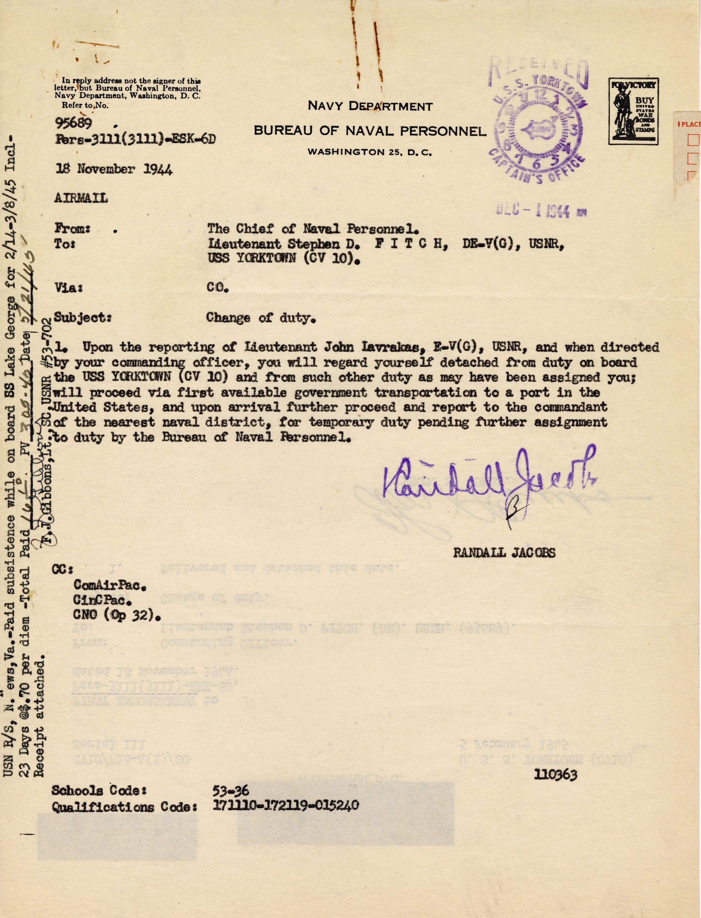 Primary Image of Change of Duty Orders