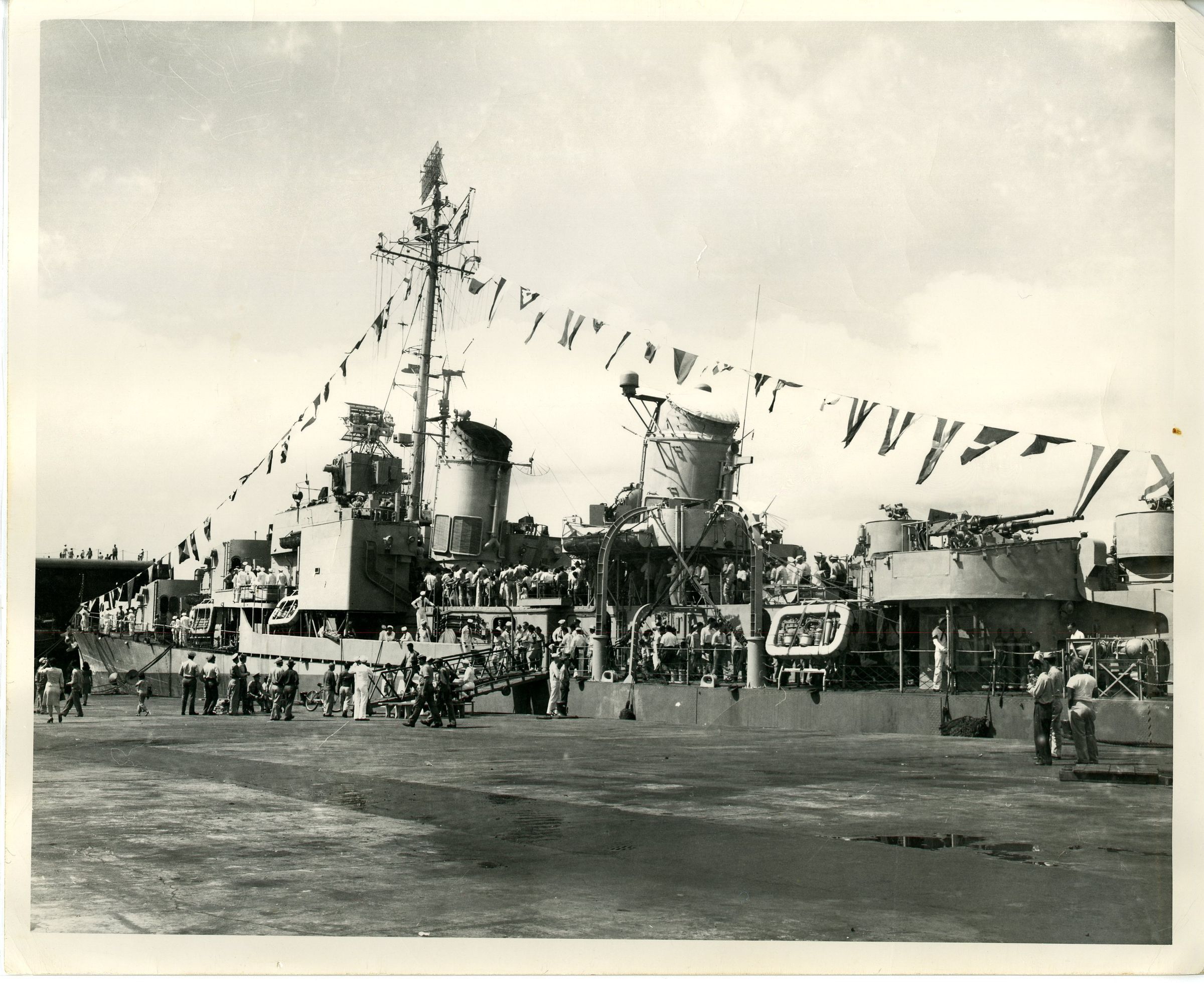 Primary Image of Portside View of Visitors on the Repaired USS Laffey (DD-724) in Hawaii