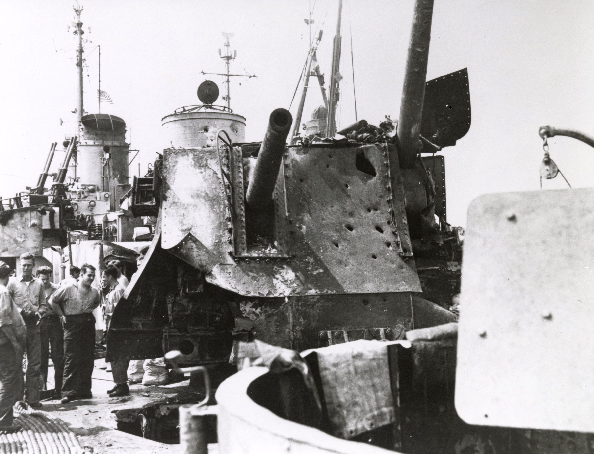 Primary Image of Gun Mount Fifty-Three Following the Kamikaze Attack