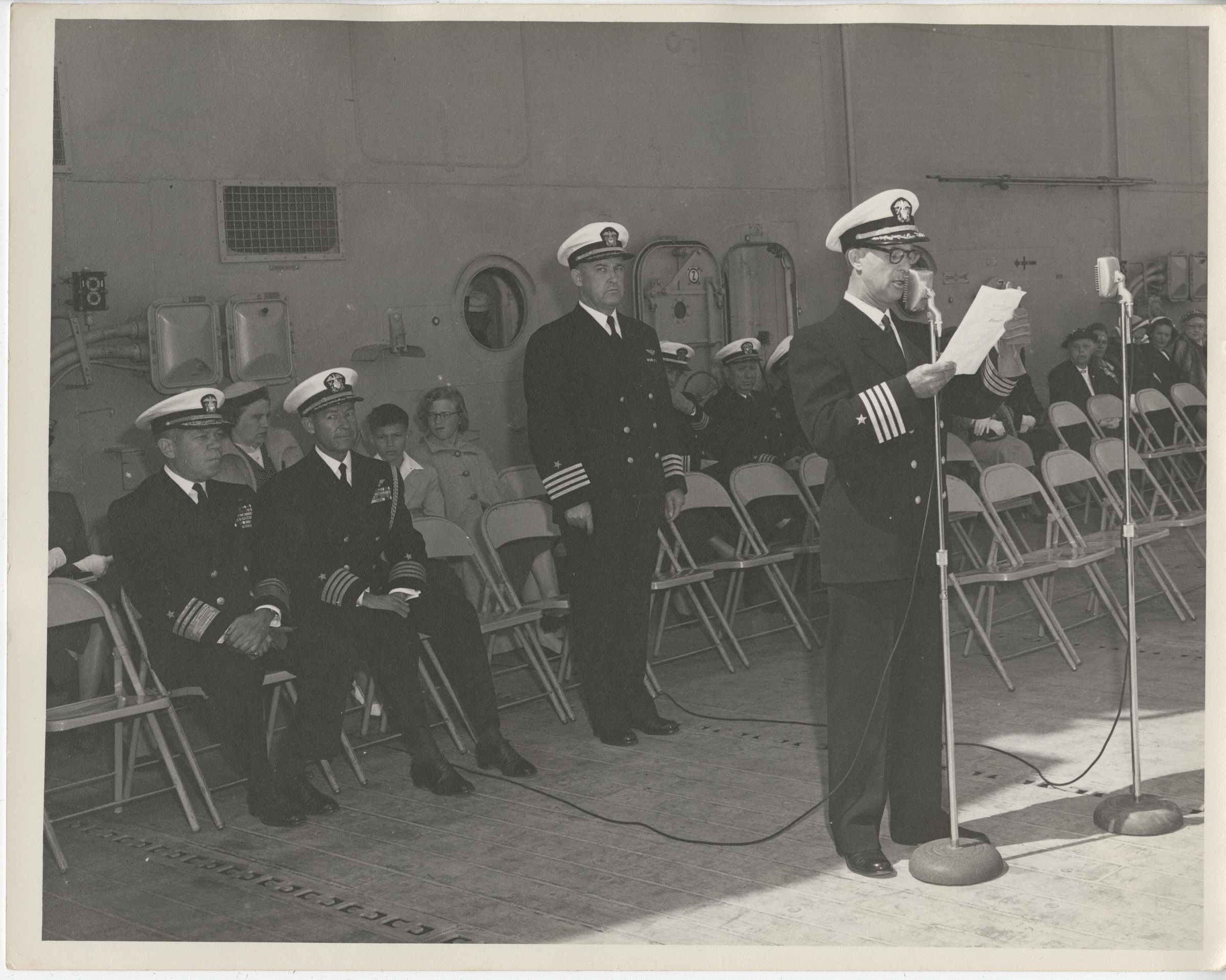 Primary Image of Captain Arnold W. McKechnie Assuming Command of the USS Yorktown (CVA-10)