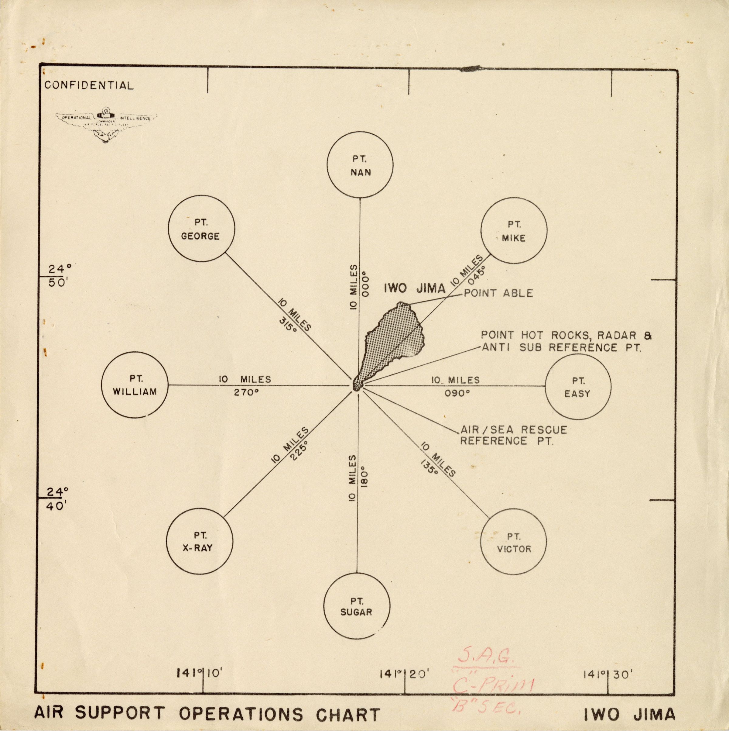 Primary Image of Air Support Operations Chart for Iwo Jima
