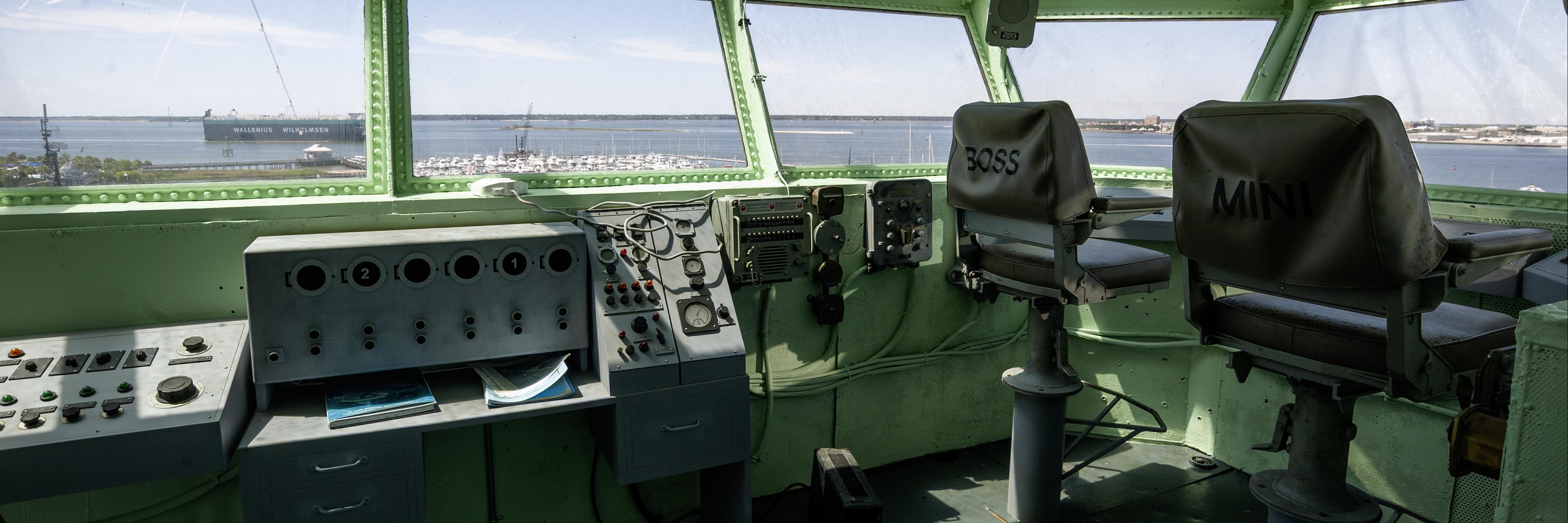 View of the flight deck from the seats of the Pry Fly
