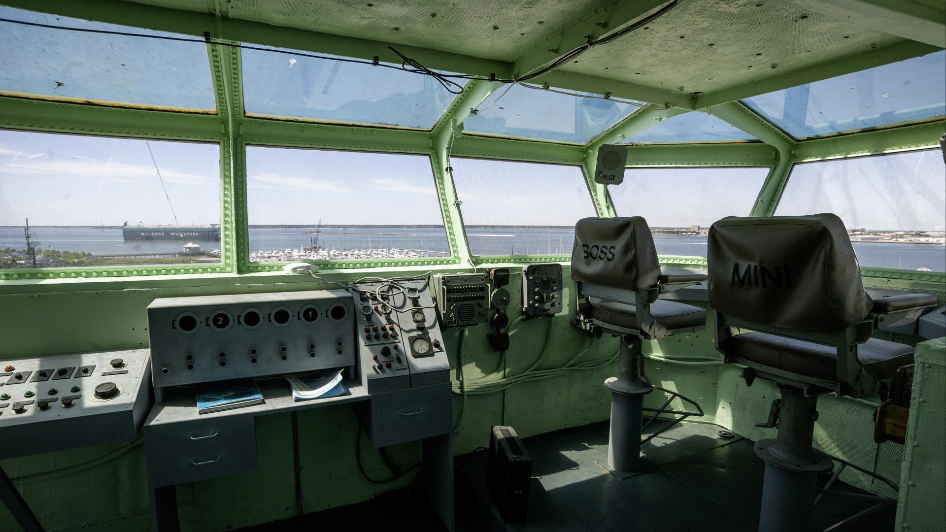 View of the flight deck from the seats of the Pry Fly