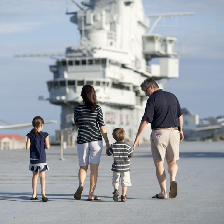 Family on flight deck