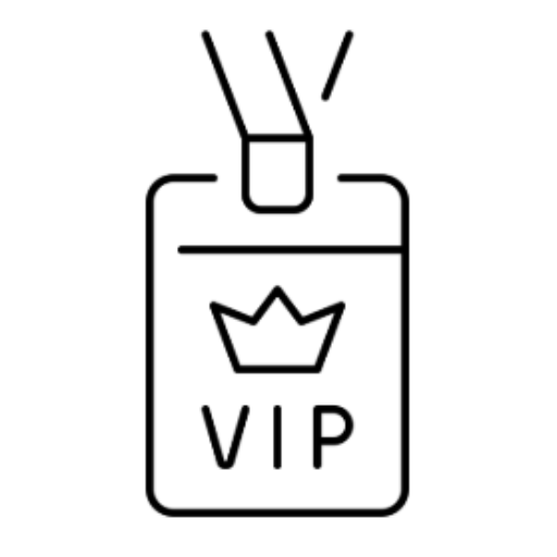 Icon of a VIP badge.