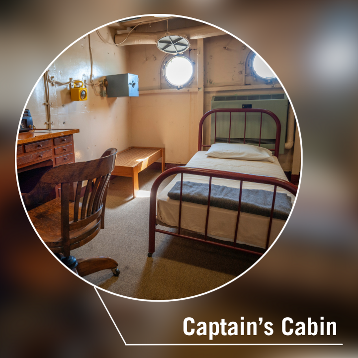 View of the Captain's Cabin on the VIP Tour.