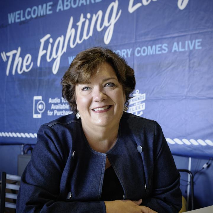 Image of Beverly Hardin at the Welcome Desk at Patriots Point