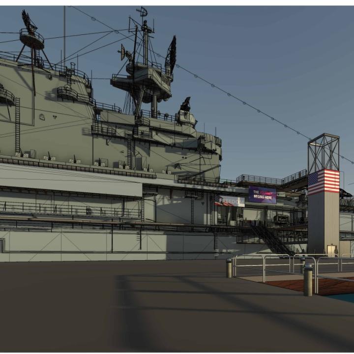 Generated image of the future entrance to the USS Yorktown at Patriots Point