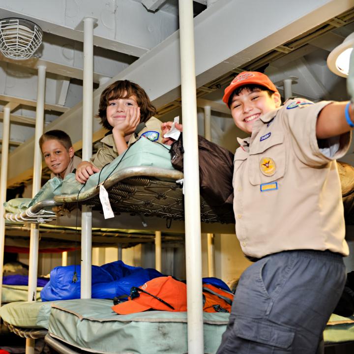 Operation Overnight three boys hanging out in the bunks