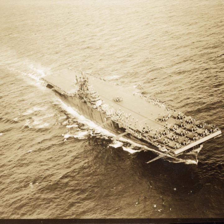 Primary Image of USS Yorktown (CV-10) Recovering Aircraft