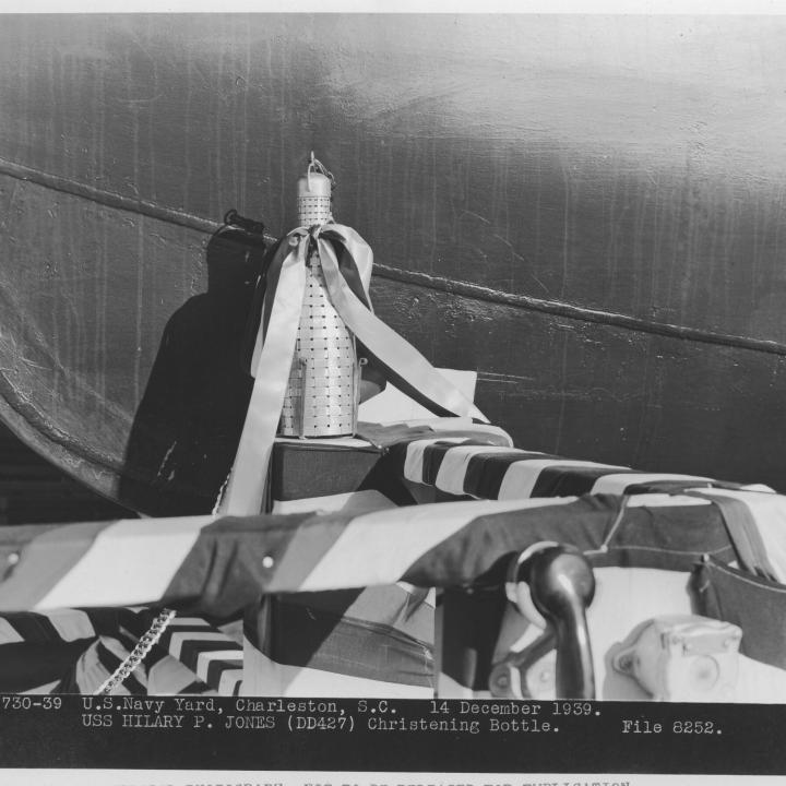 Primary Image of USS Hillary P. Jones (DD-427) Christening Bottle