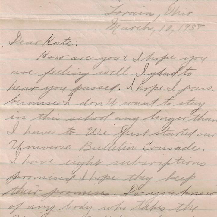 Primary Image of Letter from Charles Bonness to His Sister, March 10, 1938