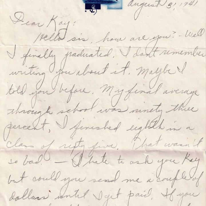 Primary Image of Letter from Charles Bonness to His Sister, August 31, 1941