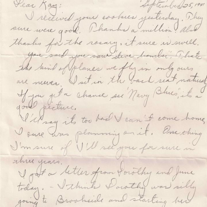 Primary Image of Letter from Charles Bonness to His Sister, September 25, 1941