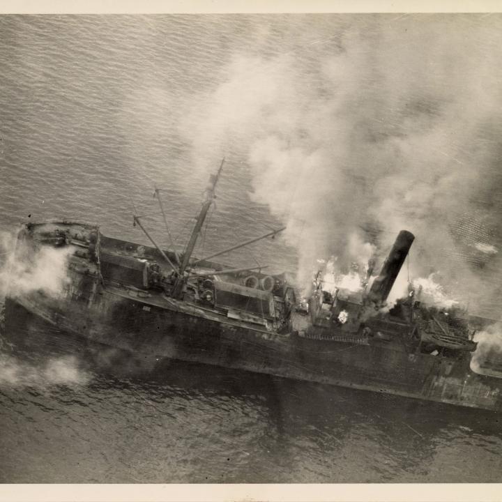 Primary Image of Japanese Freighter Under Attack