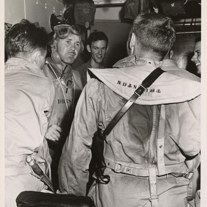 Primary Image of Pilots Discussing Marcus Island Raid
