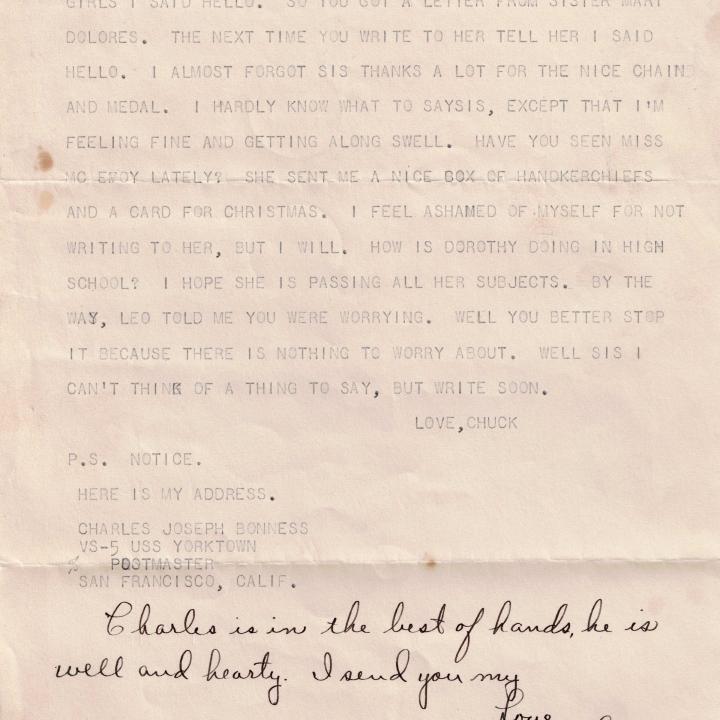 Primary Image of Letter from Charles Bonness to His Sister, February 24, 1942