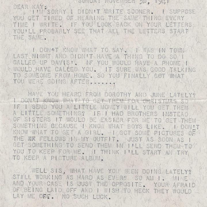 Primary Image of Letter from Charles Bonness to His Sister, November 30, 1941