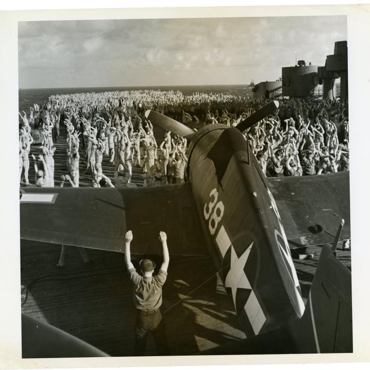 Primary Image of Morning Exercise on the Flight Deck