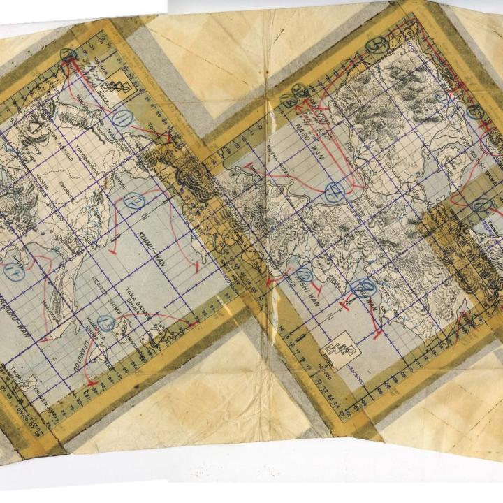 Primary Image of Taped Together Aviator's Map of Okinawa