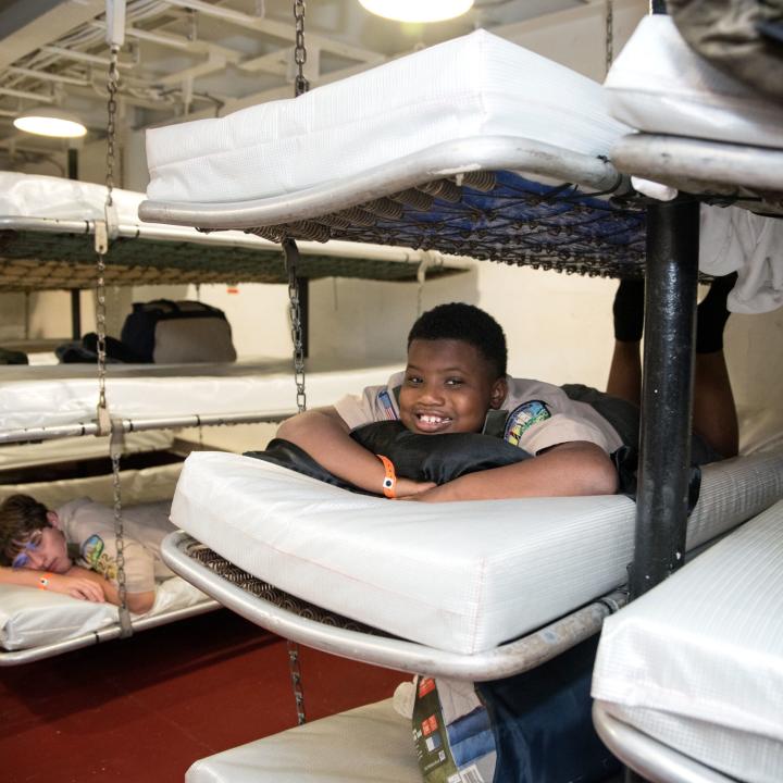 Kids on the bunks for Operation Overnight