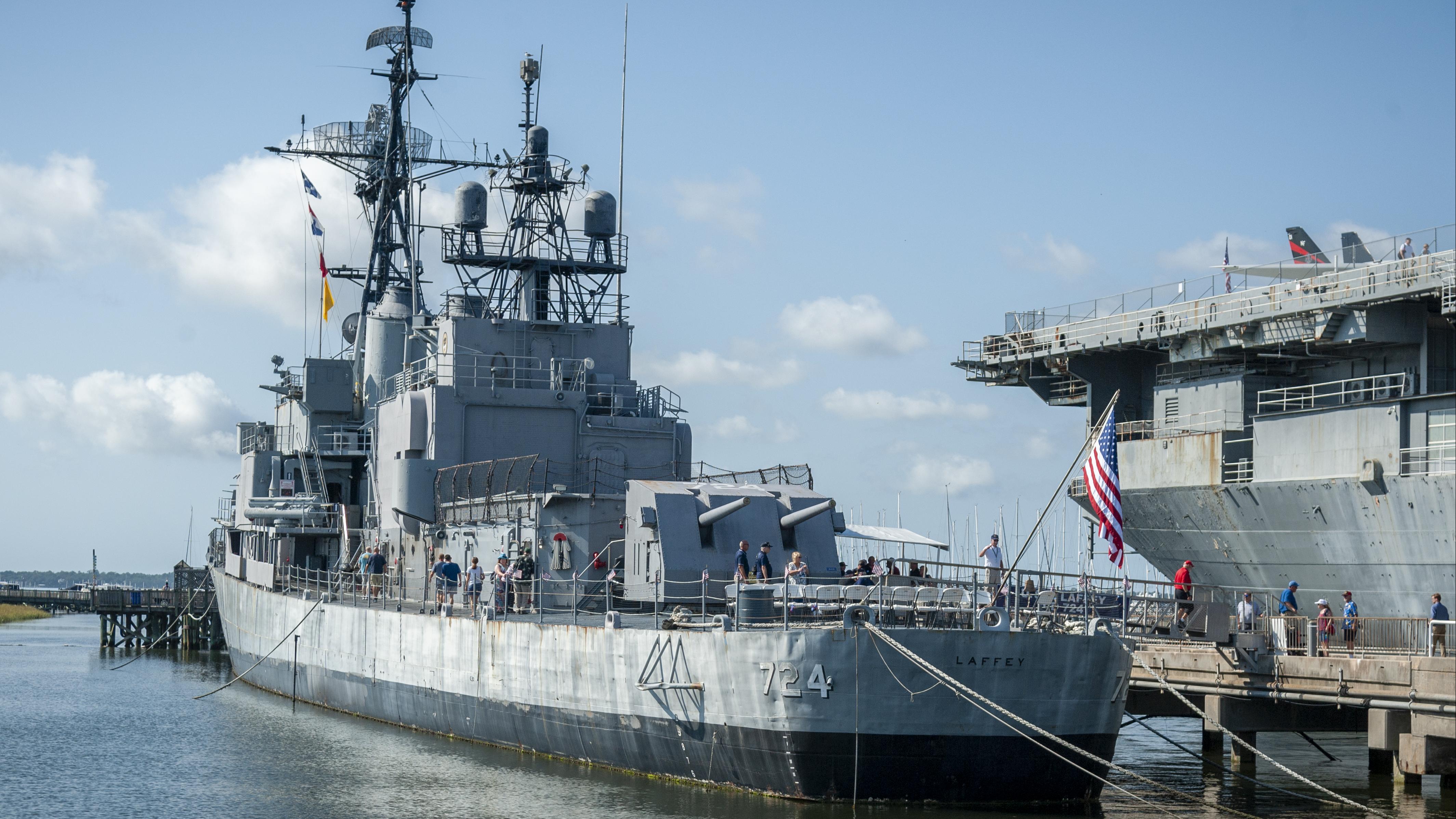 Rear view of the USS Laffey (DD-724).