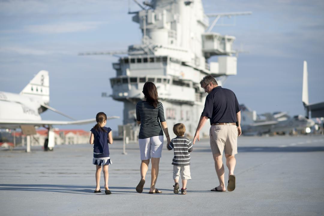 Family on flight deck