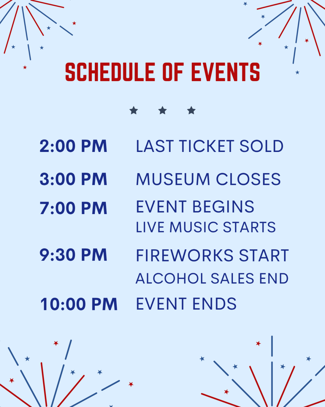 Image with schedule of events for July 4th Blast