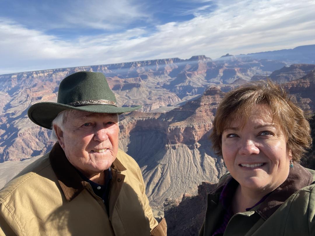 Image of Beverly Hardin and her husband at the Grand Canyon.